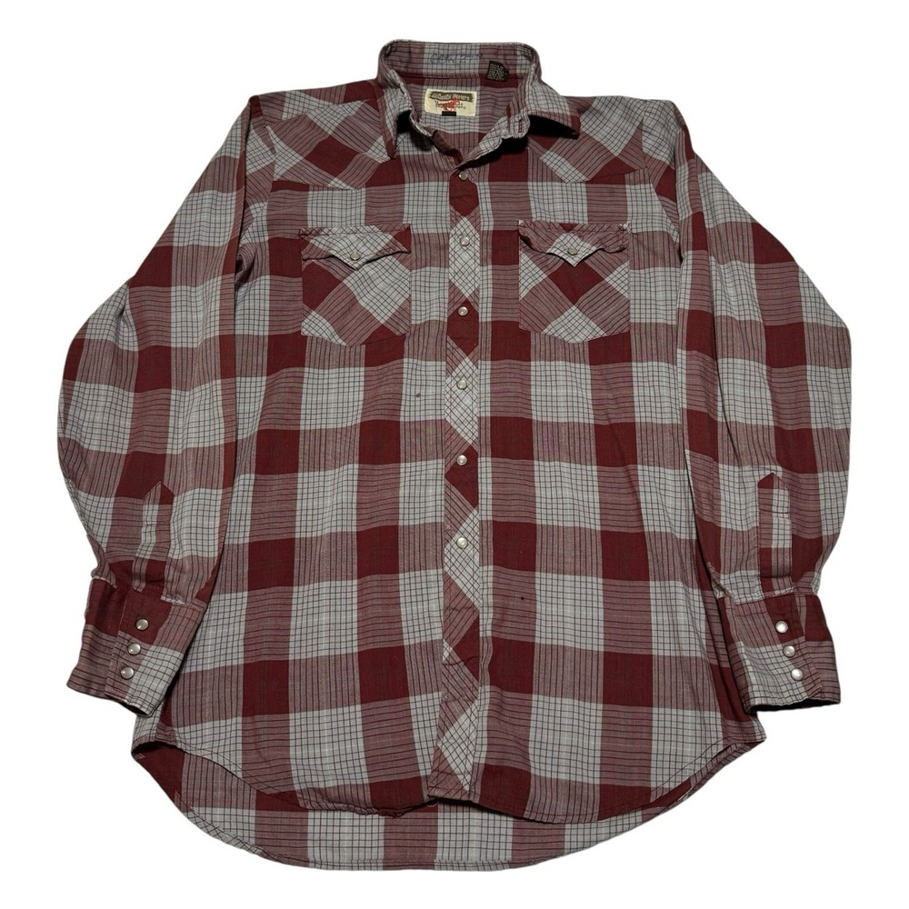 Vintage Authentic Western‎ Youngbloods Pearl Snap Shirt Mens Medium Plaid 90s